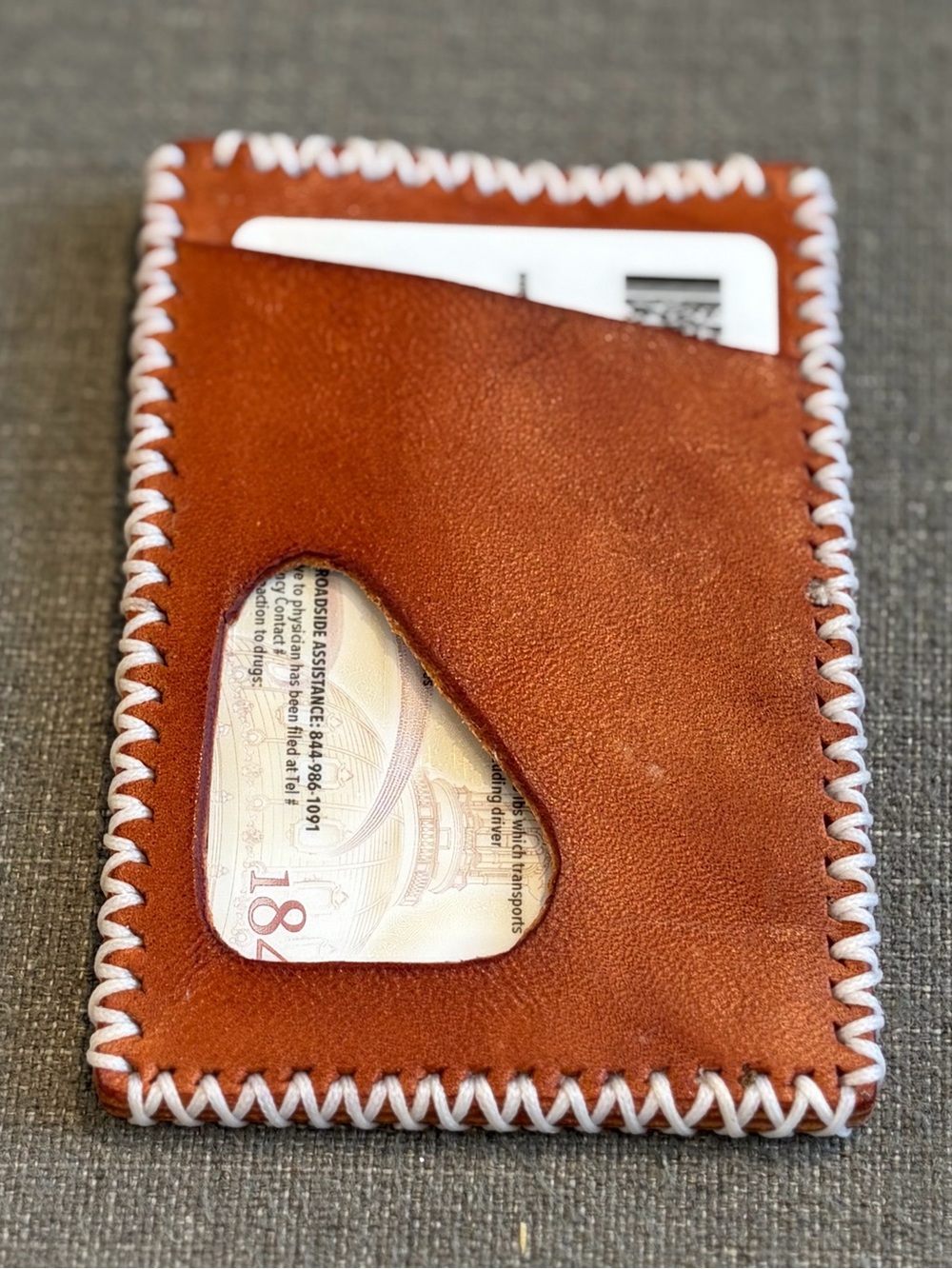 Handmade Hand Tooled Brown Leather Slim Wallet Card Holder